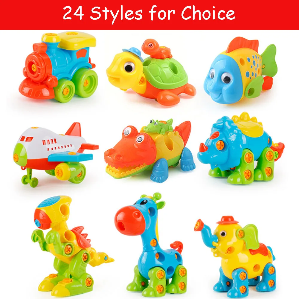 24 стиля разборки блоков с винтами игрушки из орехового дерева DIY Мотоцикл