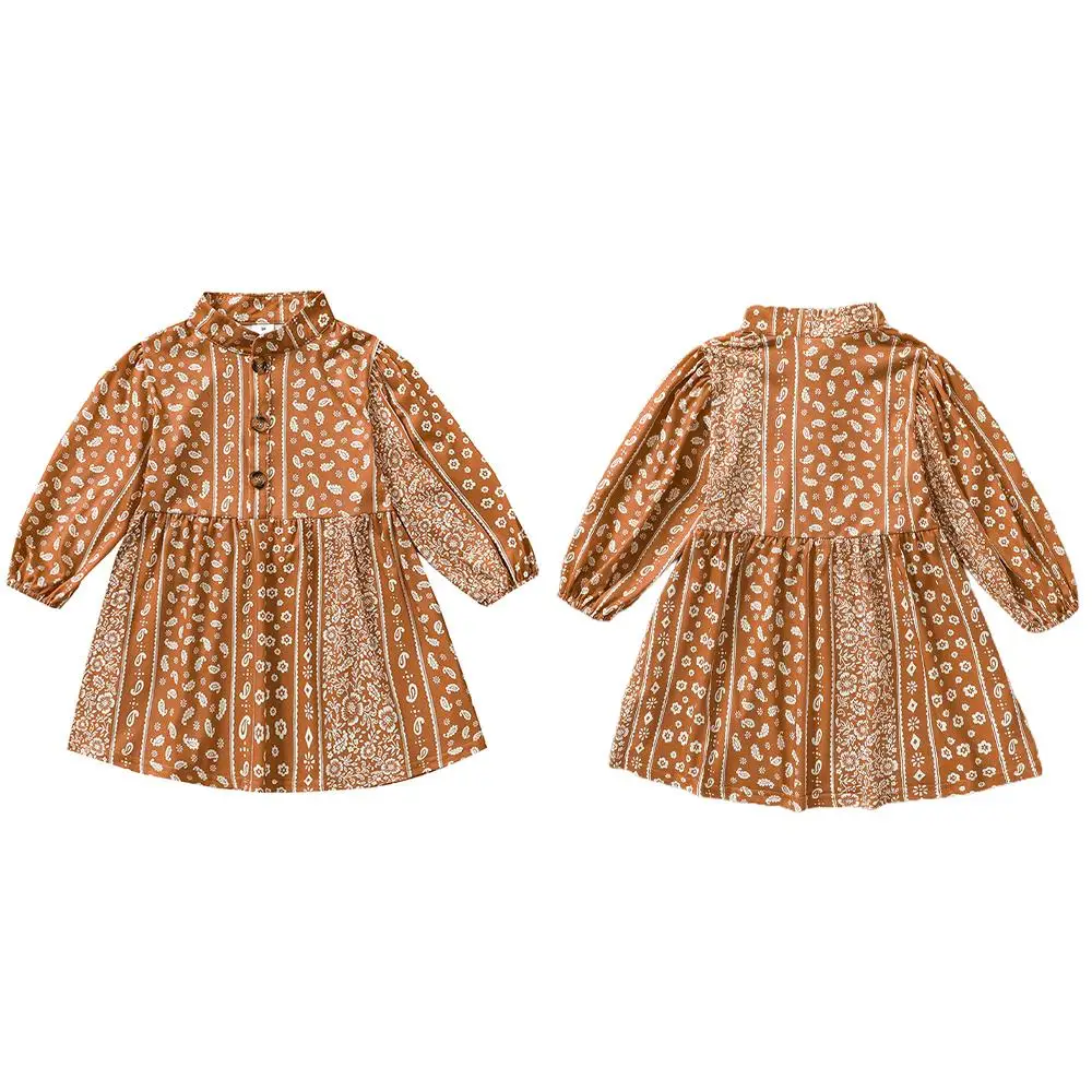 

Toddler Long Sleeve Shirt-dress Kids Printed Basic Dress Girls Casual Loose Dresses