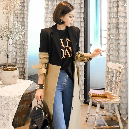 Ветровка женская с длинным рукавом на шнуровке оверсайз в Корейском стиле осень