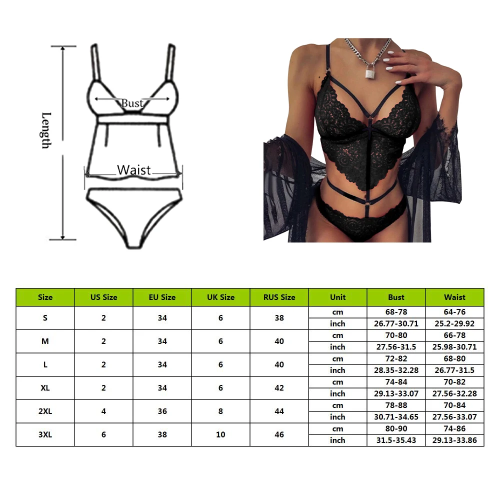 

2021 New Sexy Women Lace Bra Set Deep V Erotic Underwear Lingerie Set Solid Color Bandage Women Lingerie Hollow Out Thong Sets