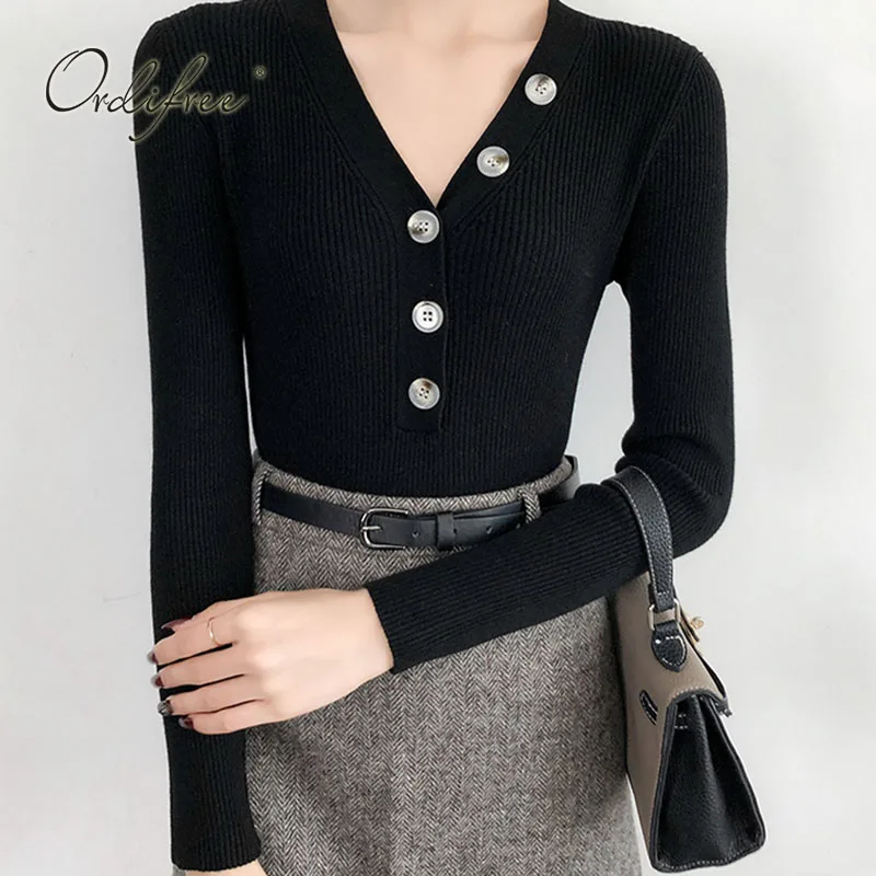 

Ordifree 2020 Autumn Winter Women Sweaters and Pullovers Soft Stretch Slim Knitted Sweater Jumper Pull Femme