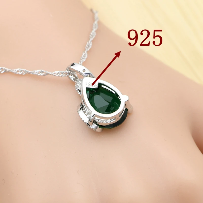 925 серебряные ювелирные наборы для женщин вечерние аксессуары зеленый фианит