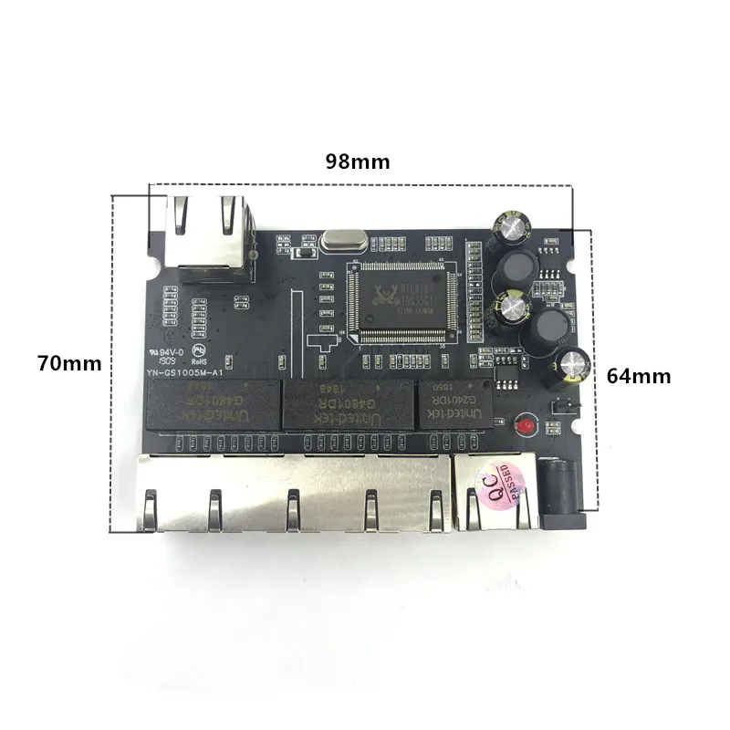 OEM PBC гигабитный коммутатор Ethernet 8 портов met pin way header 10/100/1000 m концентратор 8way power Pcb