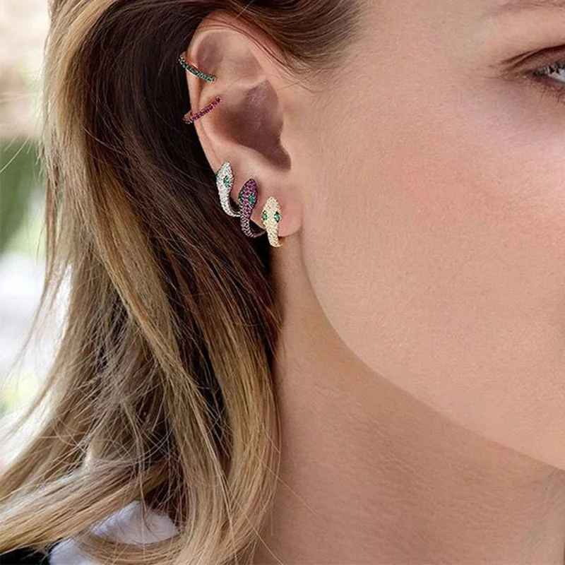 Роскошные блестящие циркониевые серьги в форме змеи AAA MonacoEarrings, высокое качество, уникальные серебряные золотые круглые серьги для женщин, индийские ювелирные изделия