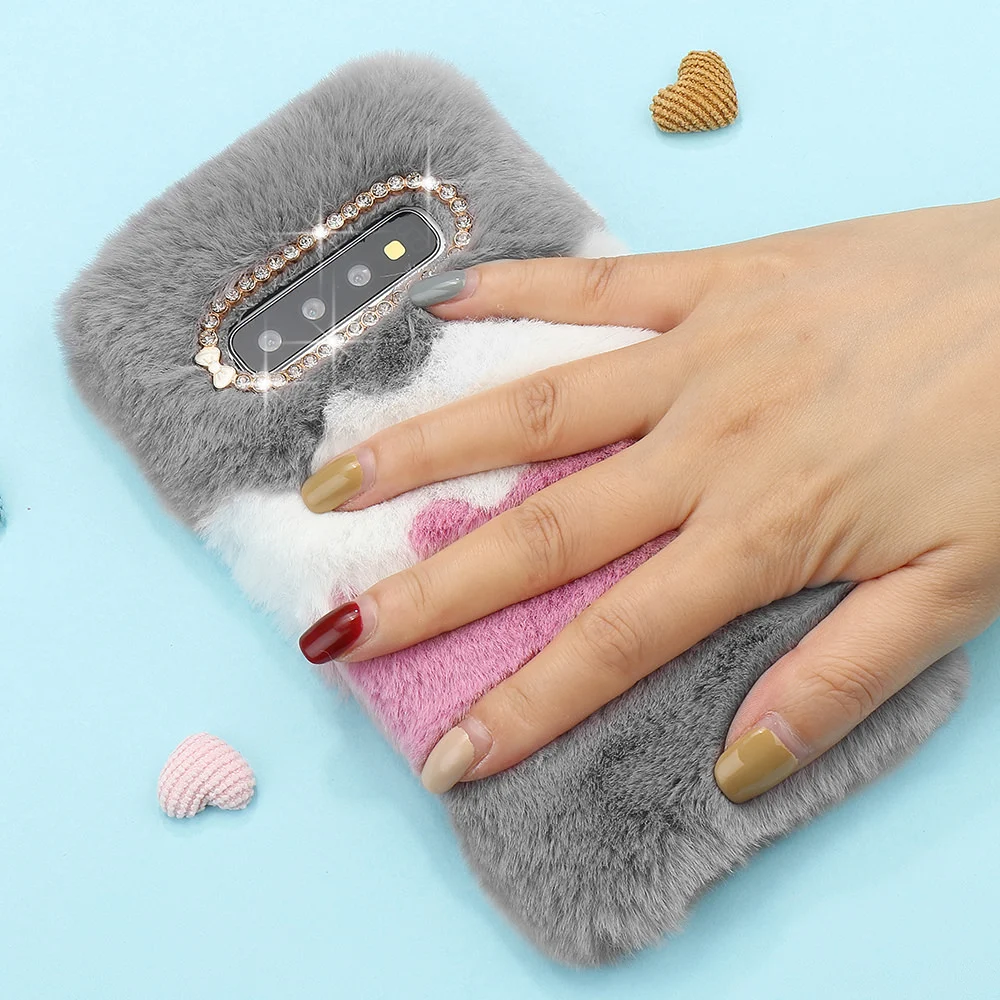 Fur Winter Warm Soft TPU Case for Samsung Galaxy S20 Ultra S10e S10 S7 Edge Note 9 8 S9 S8 Plus Plush Rabbit Phone Cover | Мобильные