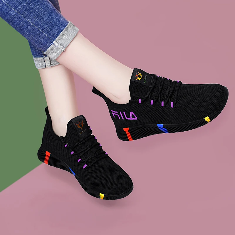 

New Style Women's Vulcanized Shoes Female Casual Air Mesh Sneakers Comfort Lace-up Hiking Shoes All-match Women Footwear Sapatos