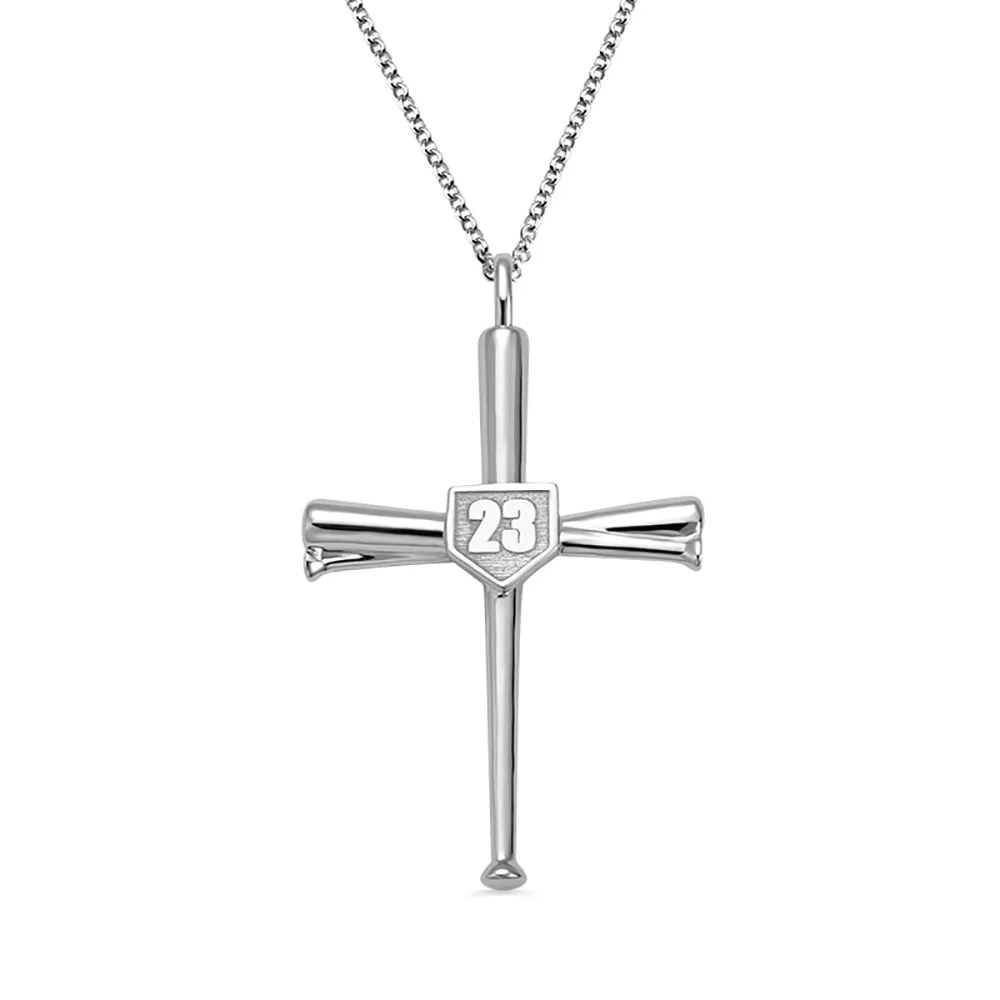 Sweey Dropshipping Personalized Engraved Baseball Cross Necklace with Initial Number Customize Christian Faith | Украшения и