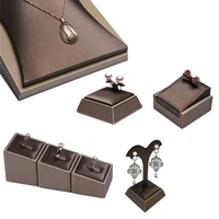 brown pu ring earrings pendant necklace jewelry display stand set tray bangle bracelet storage case holder organizer kit