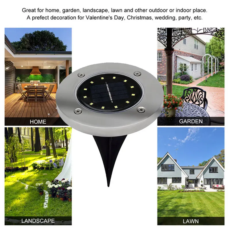 1pcs 12 LED Buried Light Ground Lamp Eco-Friendly Solar Power Path Way Street Outdoor Landscape for Garden | Лампы и освещение