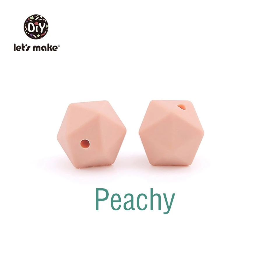 Peachy Let's Make 10 шт. 14 мм Силиконовые Бусины шестиугольник Bpa Бесплатно Силиконовый Прорезыватель Diy Прорезыватель для зубов Детские Жевательные Аксессуары Детские Прорезыватели - Цвет: Peachy