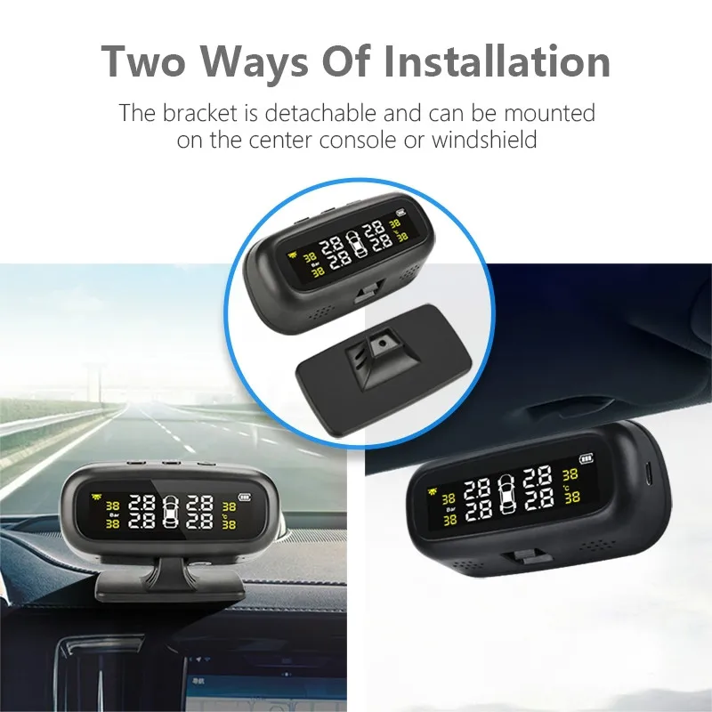 Беспроводное оборудование Vtopek контроль давления в шинах автомобиля USB или солнечная зарядка Авто сигнализация монитор на центральной консоли или лобовое стекло