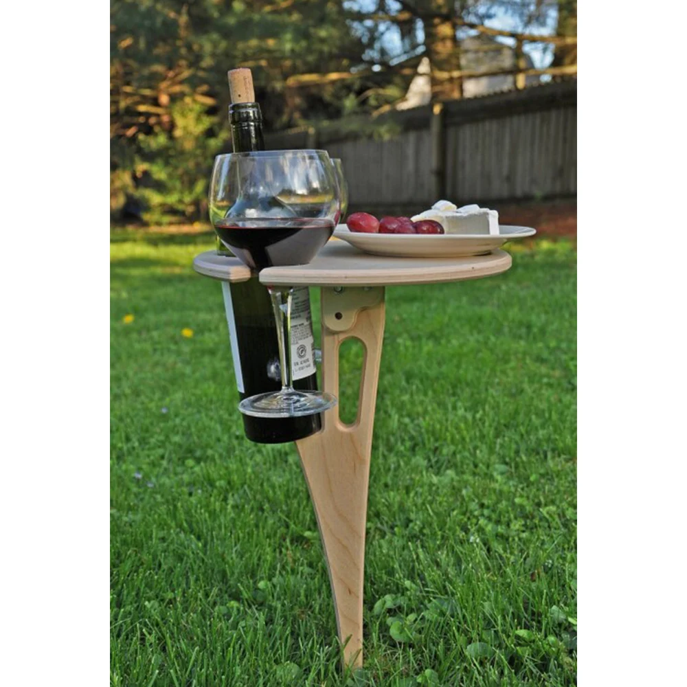 

Уличный винный столик, Деревянный Мини-стол для пикника со складной планкой, легко носить с собой, винный столик для пикника, для путешестви...