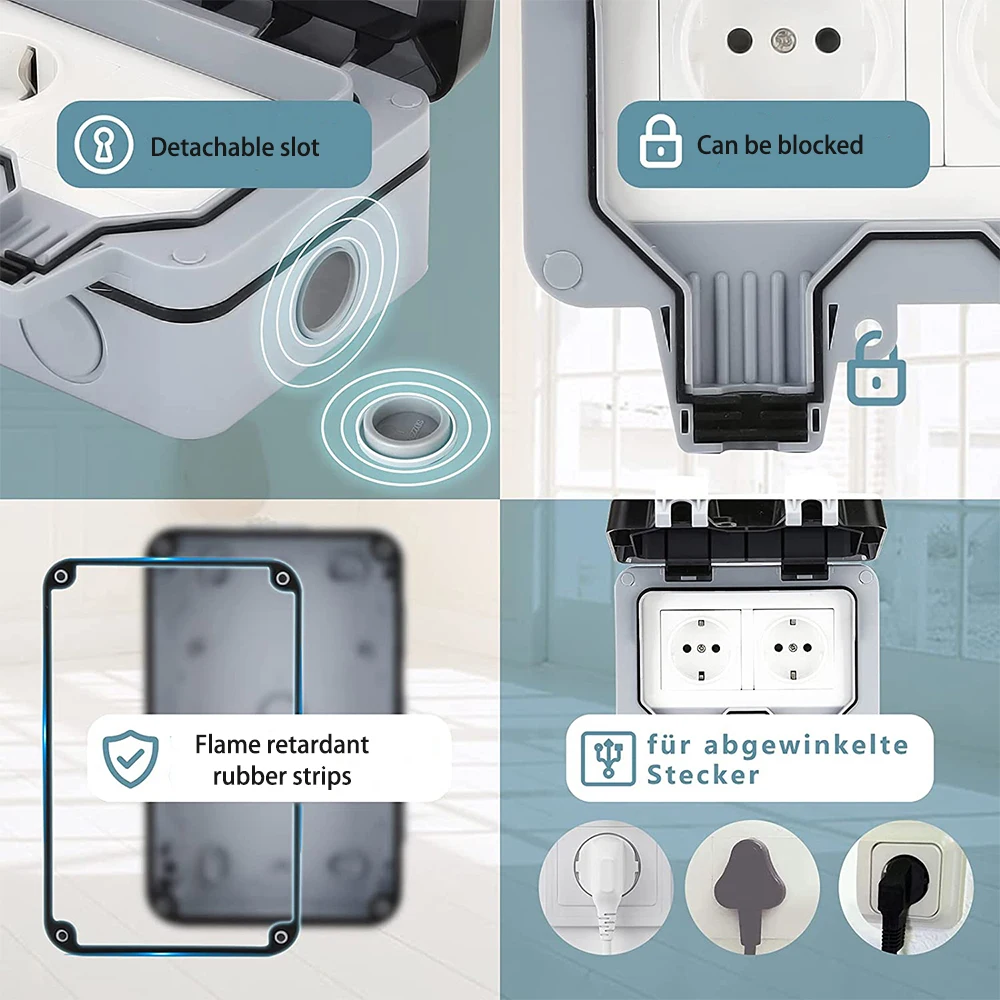 Водонепроницаемая уличная настенная электрическая розетка IP66 16 А двойная