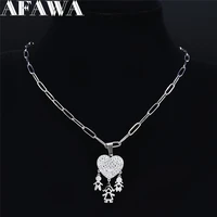 family heart crystal stainless steel choker necklace menwomen gold color mom and boy girl necklaces jewery collier%c2%a0nxs01
