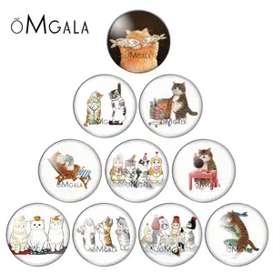 Модная Милая забавная Картина Кот рыбы 10 шт. 12 мм14 мм18 мм2 0 мм25 мм круглая фотография стеклянный кабошон демонстрационная фурнитура с плоской задней стороной