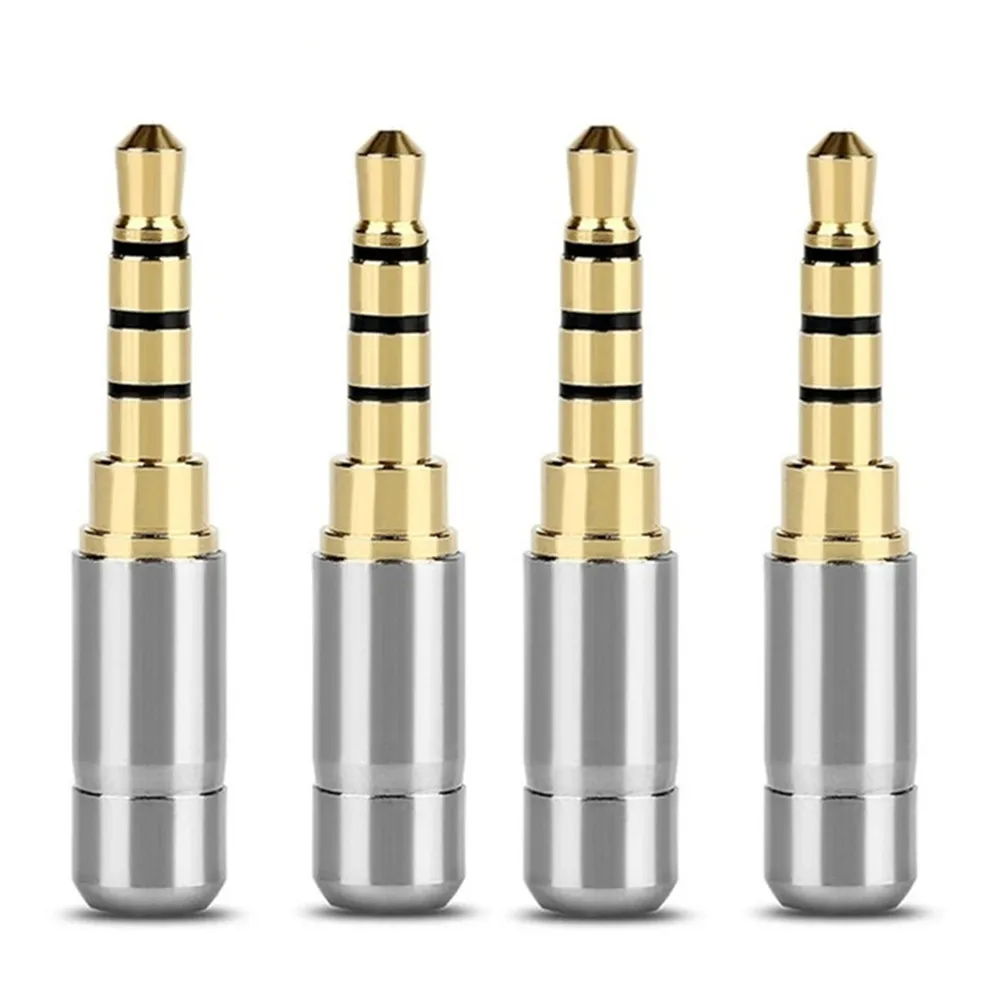 

Hifi Headphone Jack 3.5 mm 4 Pole Stereo Audio Connectors For 3.8mm Earphone Upgrade Cable Speaker Gold Plated Minijack Silver