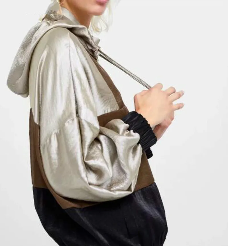 Sports suit female Hooded Jacket Patchwork Color Sweatshirt casual Drawstring Striped Jogging Pants 2021 spring new Tracksuits |