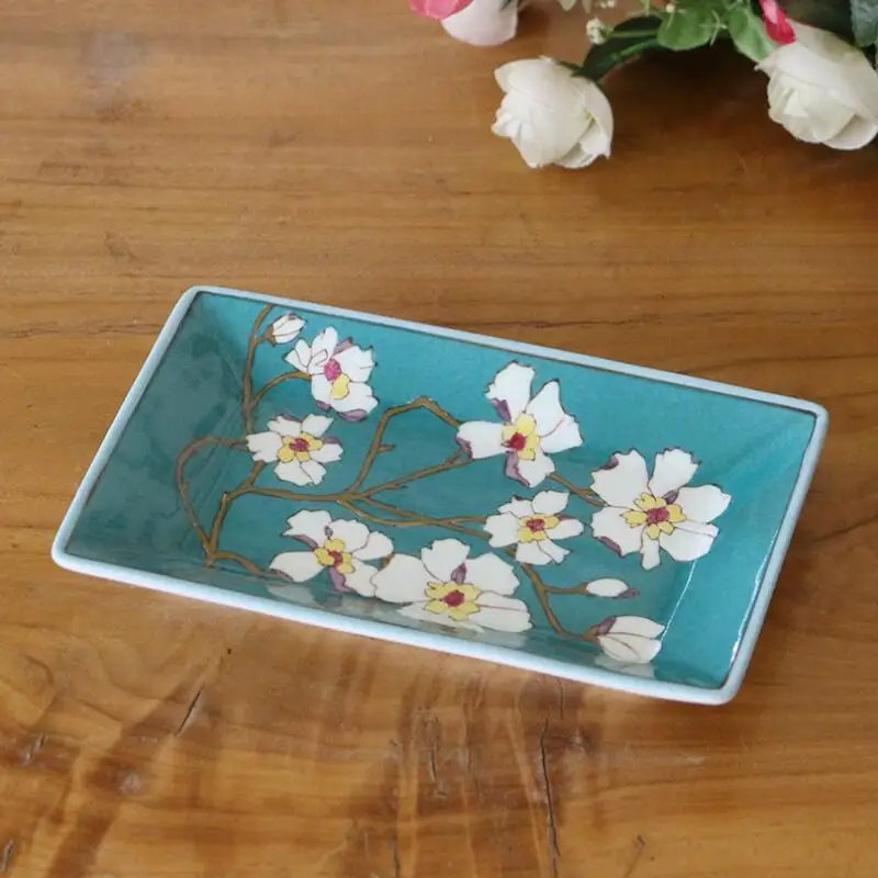 Изысканная керамическая тарелка ручной росписи большая фарфоровая для мыла