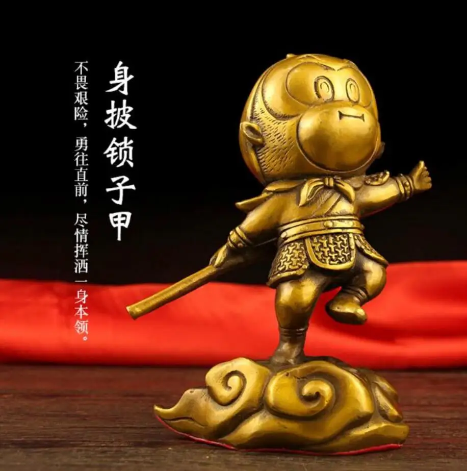 Медная Статуя Sun Wukong Feng Shui предметы интерьера из чистой латуни милые Креативные
