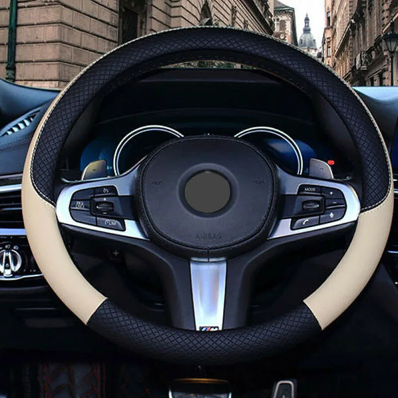 

Skid-proof Truck Vehicles Odorless 15inch Anti-slip Protector Steering Wheel Cover 38cm Beige Auto Durable Practical