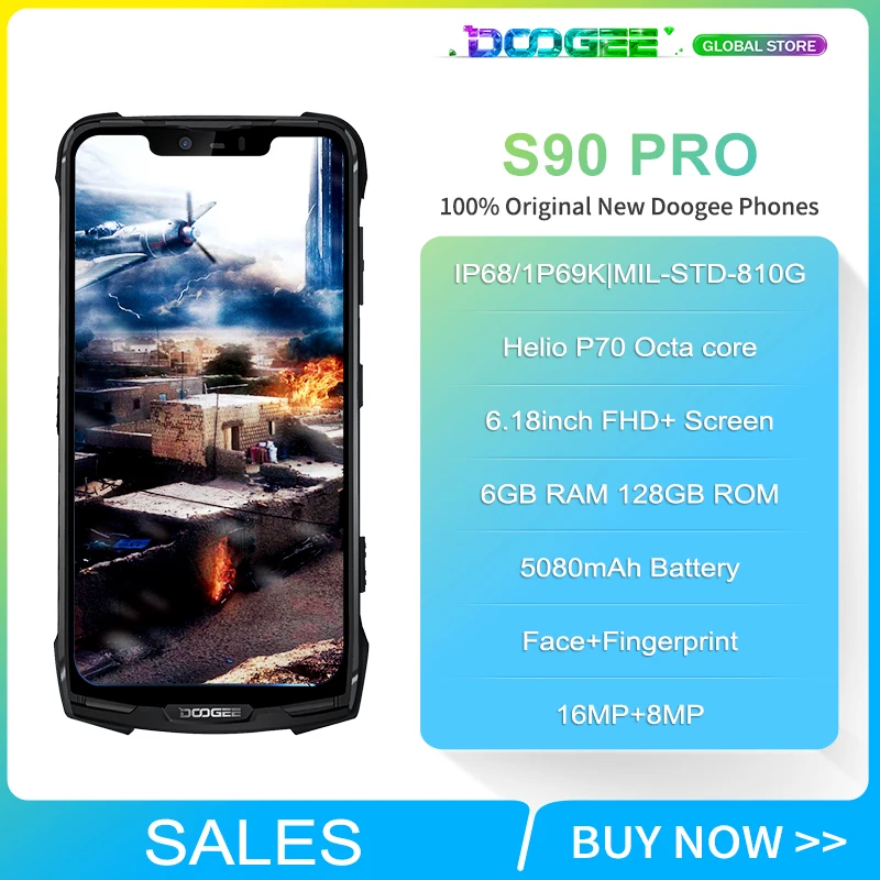 Doogee S90 Pro модульный прочный мобильный телефон IP68 Helio P70 6,1" дисплей Восьмиядерный 6 ГБ 128 ГБ 16MP+ 8MP Android 9 12V2A смартфон