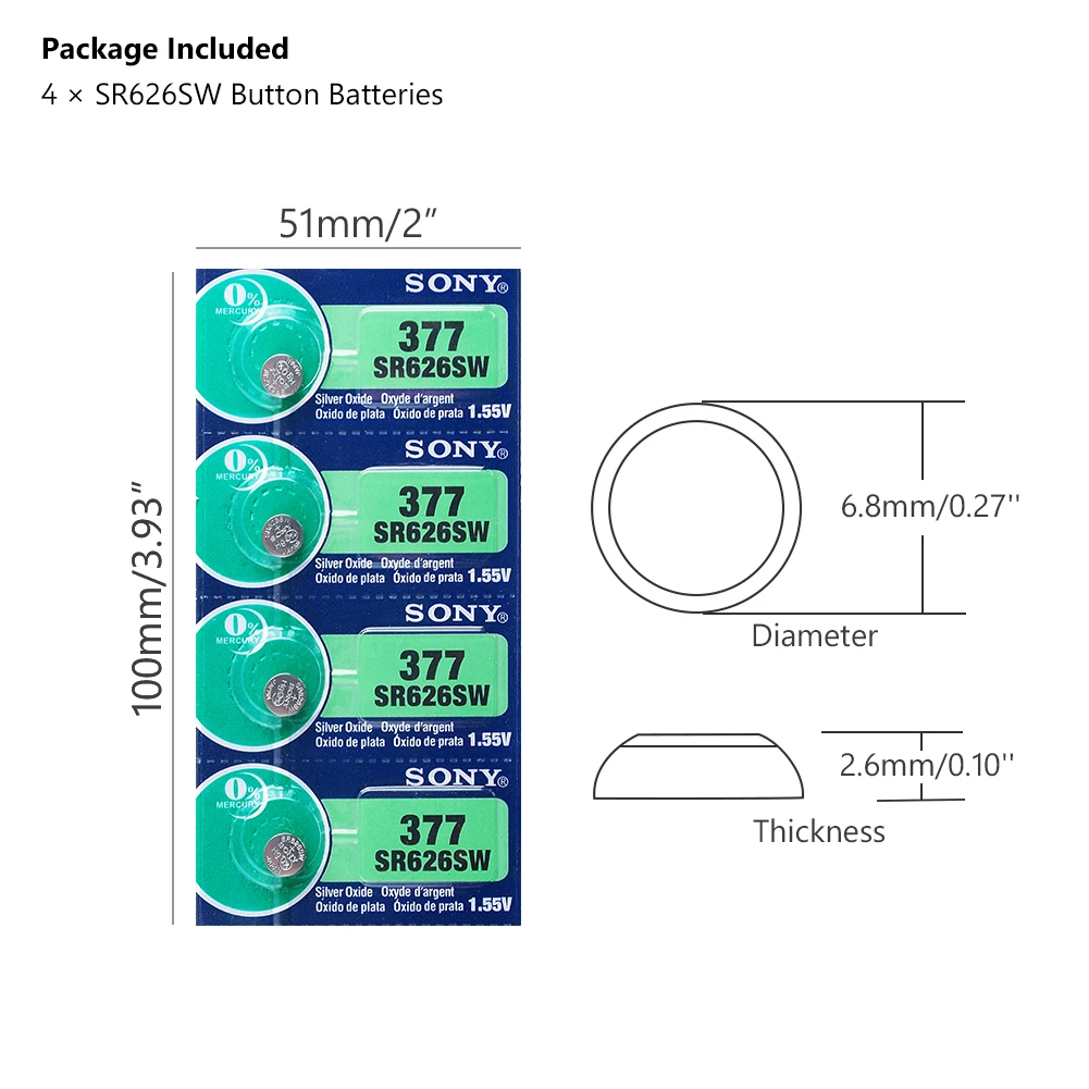 Фото 4 шт./лот для Sony оригинал 1 55 в AG4 377A 377 LR626 SR626SW SR66 LR66 кнопочный Аккумулятор монет 4 шт./лот для Sony оригинал 1 55 в AG4 377A 377 LR626 SR626SW SR66 LR66 кнопочный Аккумулятор монет