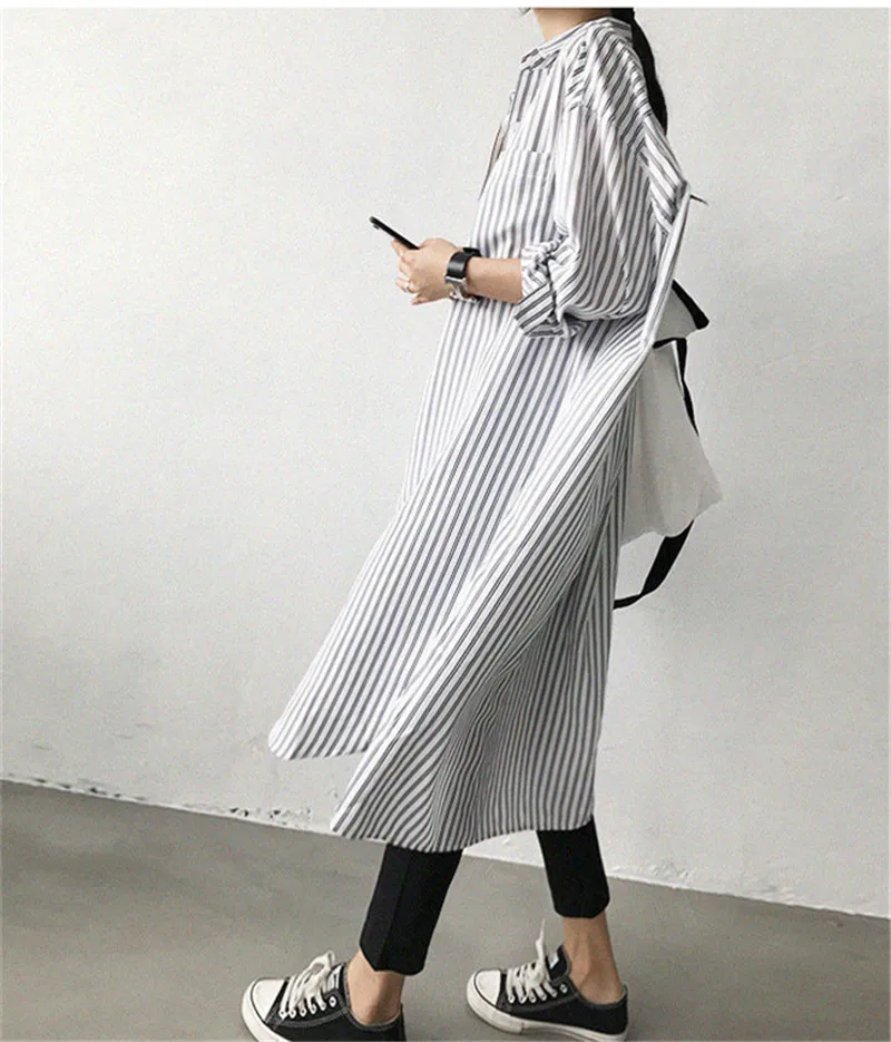 Свободные блузки для грудного вскармливания рубашки одежда 2020 Полосатое длинное