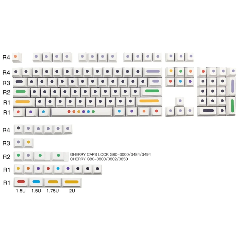 

Gaming Keycaps Durable ABS PBT Keycap for Mechanical Keyboard Cherry Mx Switch128 Keys White Color Dots Keyset