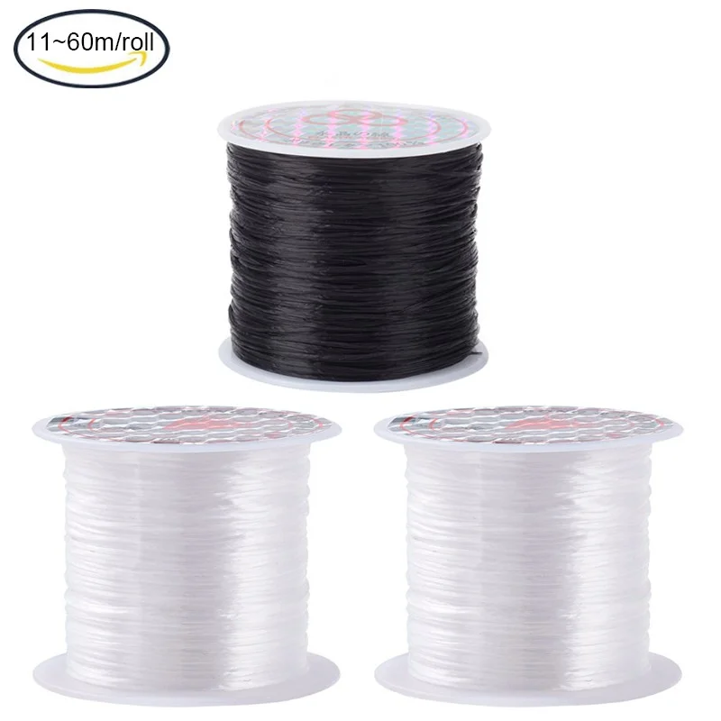 

1Roll Flat Elastic Crystal String Elastic Beading Thread Dyed 0.8mm for Stretch Bracelet Making