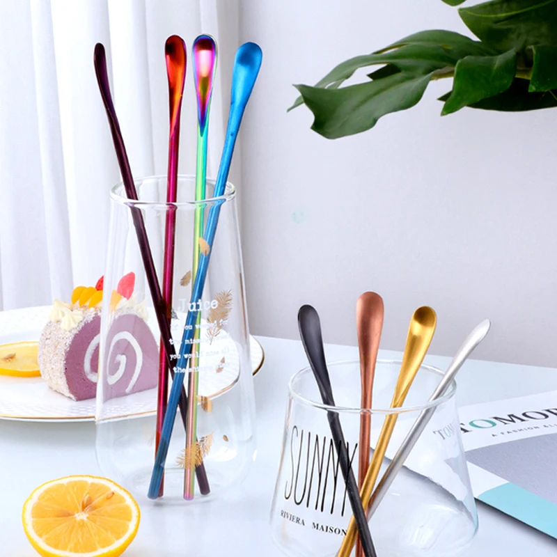 4 шт. медовая Золотая ложка с длинной ручкой для перемешивания чая и кофе | Дом сад