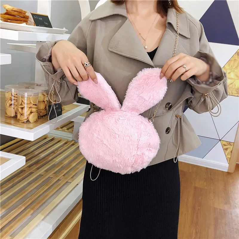 Плюшевые животные кролик сумки на плечо Kawaii мягкие Зимние Повседневные цепи