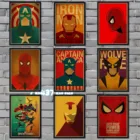 С рисунком из мультфильмов, в стиле ретро; Супергероев Marvel Аватар Капитан Америка Железный человек Человек-паук, Росомаха плакат из крафт-бумаги, ручной стержень, для кафе, для стены Стикеры A216