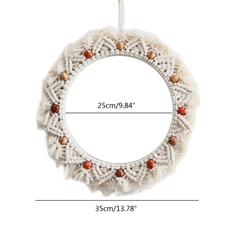 

Macrame Mirror Handmade Tapestry Makeup Mirror Compact Bohemia Decoration Home Bedroom Decorative Mirrors Wall Mirrors