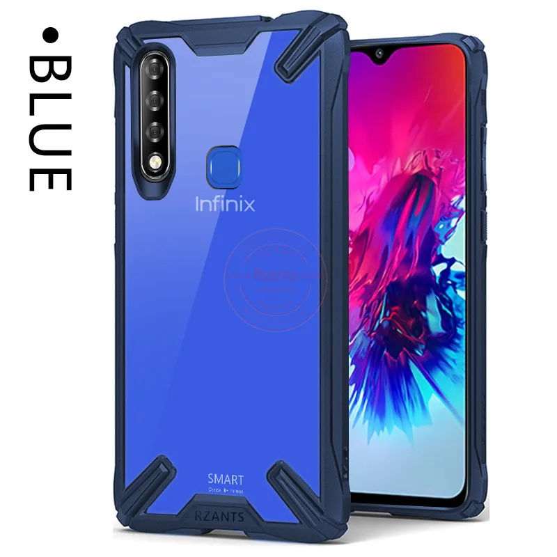 Чехол для телефона Rzants для Infinix Smart 3 Plus/S4, прозрачный жесткий чехол для задней панели, противоударный защитный сверхмощный Тонкий чехол - Цвет: Blue