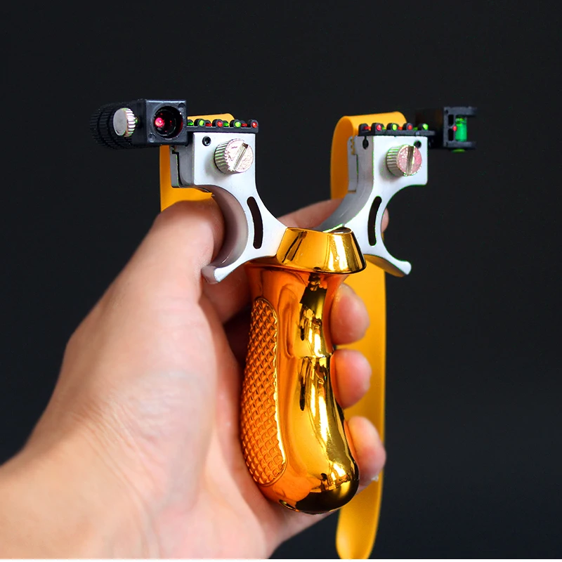 

2019 New High Precision Outdoor Hunting Slingshot Laser Aiming Slingshot with Flat Rubber Band Outdoor Game Sling Shot Set