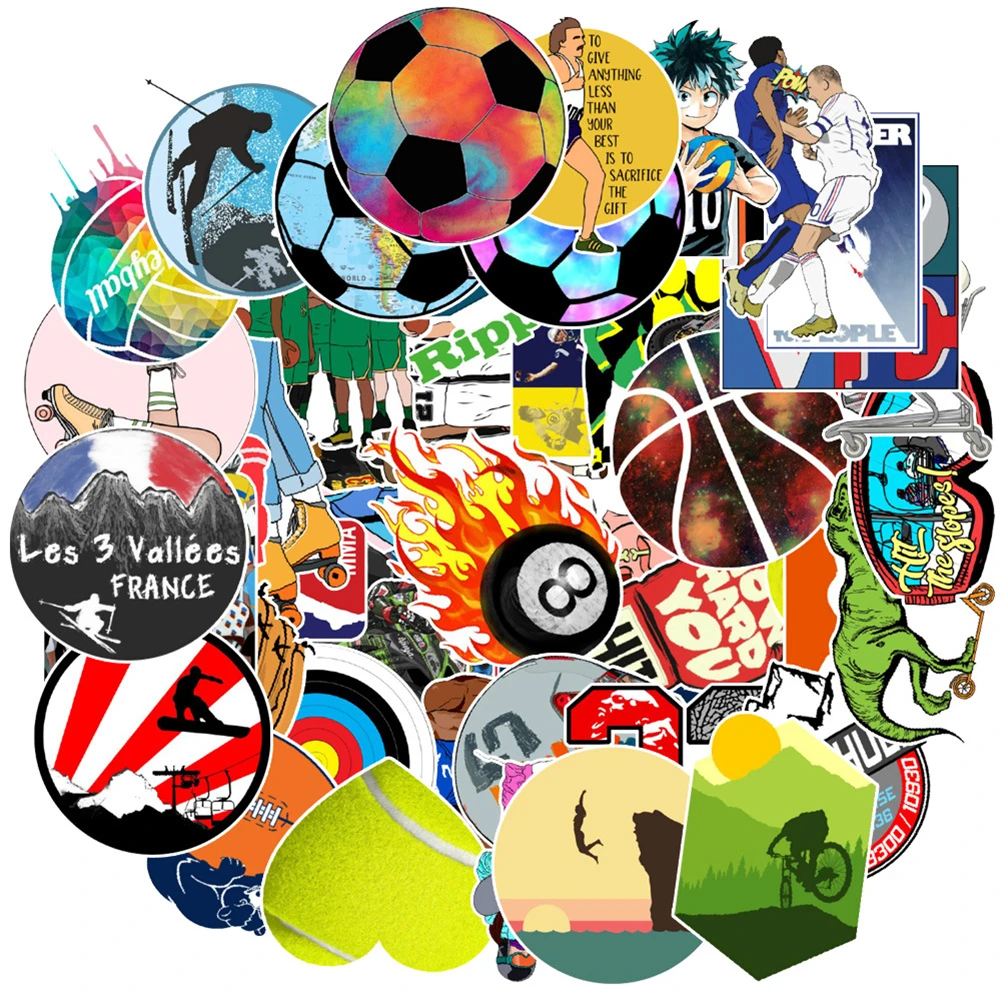 

30/50Pcs Pack Ourdoor Sport Ball PVC Graffiti Stickers For Laptop Notebook Skateboard Computer Luggage Decal Sticker Toy