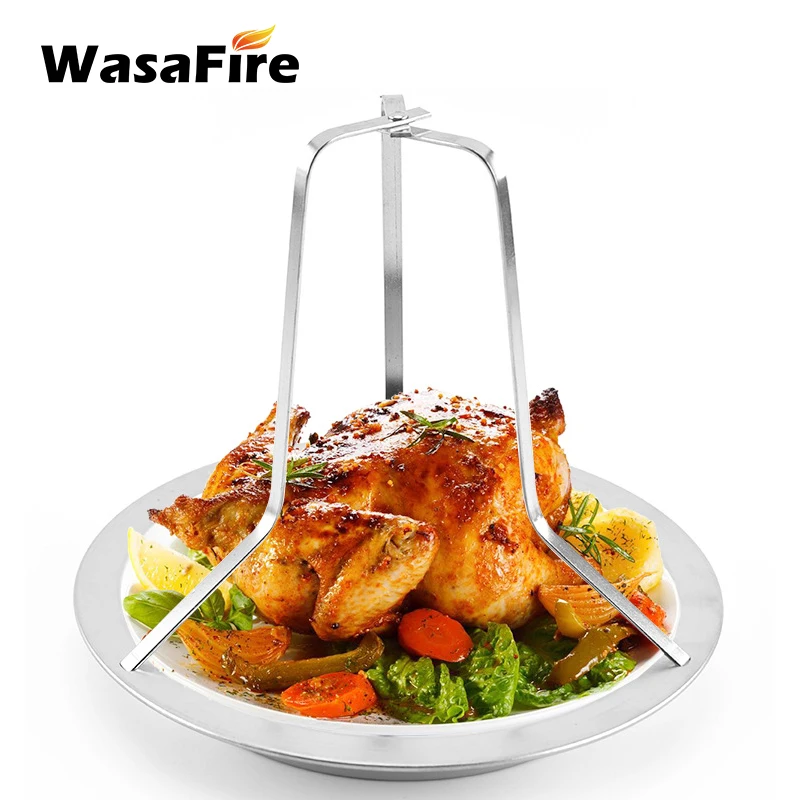 

Chicken Roaster Rack With Bowl Stainless Steel Beer Can Chicken Turkey Roaster BBQ Grill Rack Stand Holder Tray Kitchen Tools