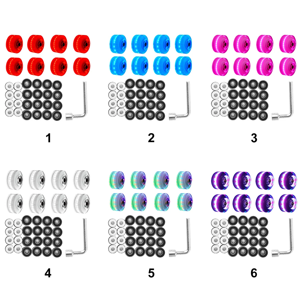 

Sports LED Lighting Cool Skate Wheel Double Row Wide Surface Flashing Roller With Wrench High Elastic Universal Noiseless