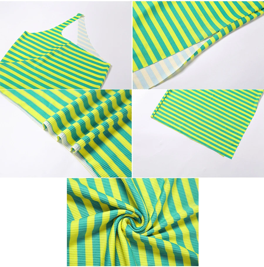 

K21D02844 Summer Skinny Stripe Halter Backless Club Dresses 2021 Casual Dresses Women