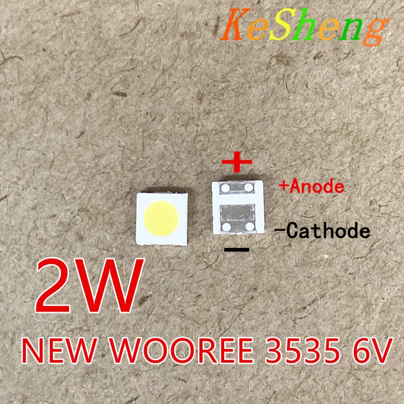 100 шт. WOOREE светодиодный подсветка 2 Вт 6 в 3535 150лм холодный белый WM35E2F YR09B eA ЖК для ТВ