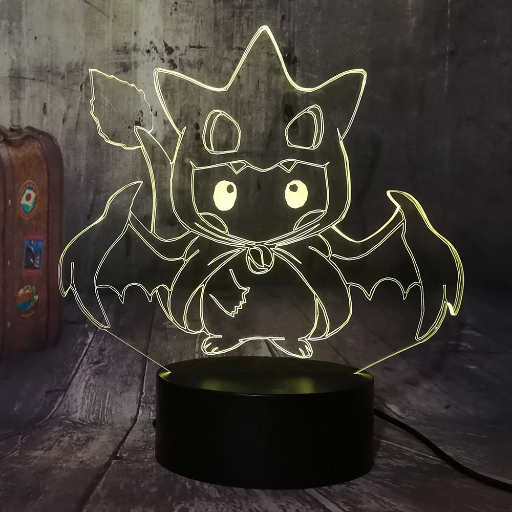 Покемон го Пикачу фигурку 3D атмосфера Ночник светильник иллюзия Лампа Декор для