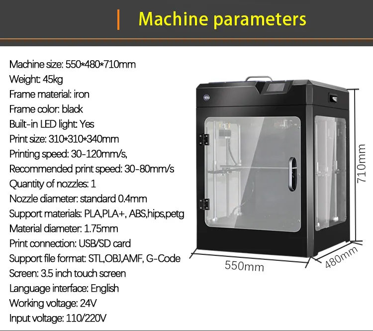 SD-3000 fdm промышленный 3D принтер Высокая точность большой размер полностью закрытый TFT сенсорный экран принтер