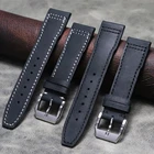 Ремешок кожаный для Iwc мужской, мягкий браслет из натуральной кожи для наручных часов, черный, 20 мм 21 мм 22 мм