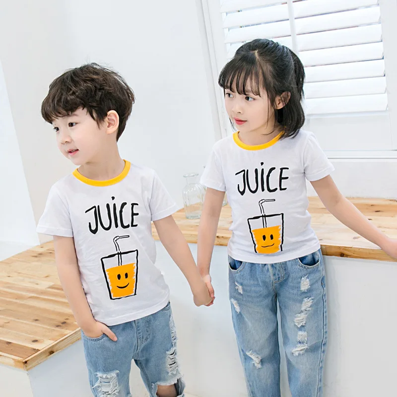 Детские футболки для мальчиков и девочек Хлопковые топы Футболки Футболка с