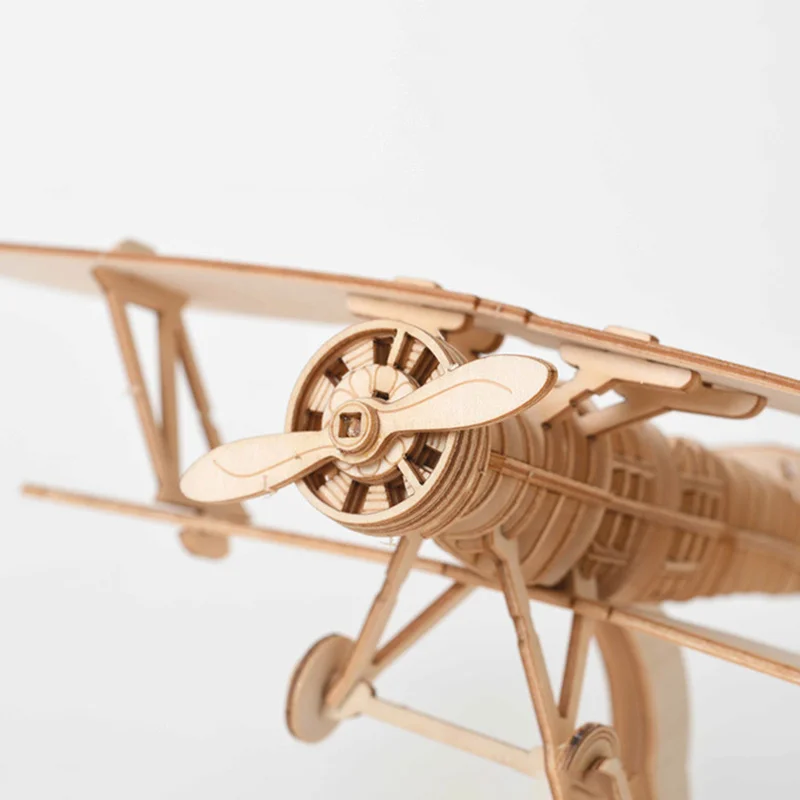 DIY Drone Biplane 3D Wooden Airplane Toys Child Puzzle Assembly Model Toy Craft Kits Christmas Kids Gifts Desktop Decoration | Игрушки и