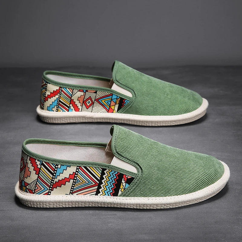 

CYYTL Men's Walking Summer Loafers Soft Slip on Bohemian Pattern Moccasin Driving Shoes Boat Classic Flats Zapatillas Mujer