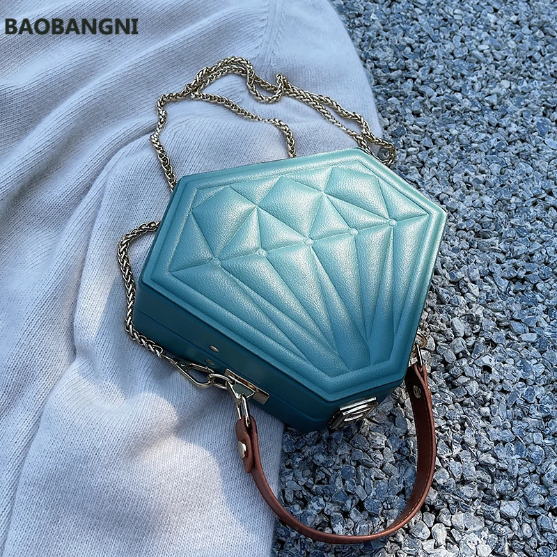 Diamond shape Small Tote bag Winter New High-quality PU Leather Women's Designer Handbag Chain Shoulder Messenger Bag