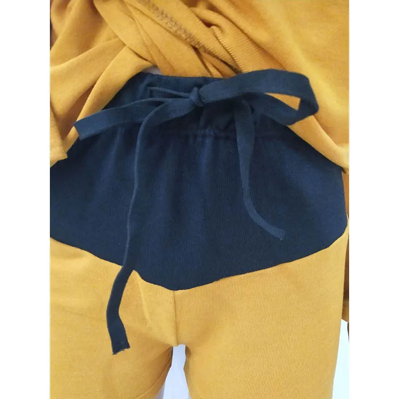 

Autumn And Winter Cashmere Color Patchwork Two Pieces Set Stretch Pants Suit Tracksuit Jogging Femme Keep Warm Top And Pants