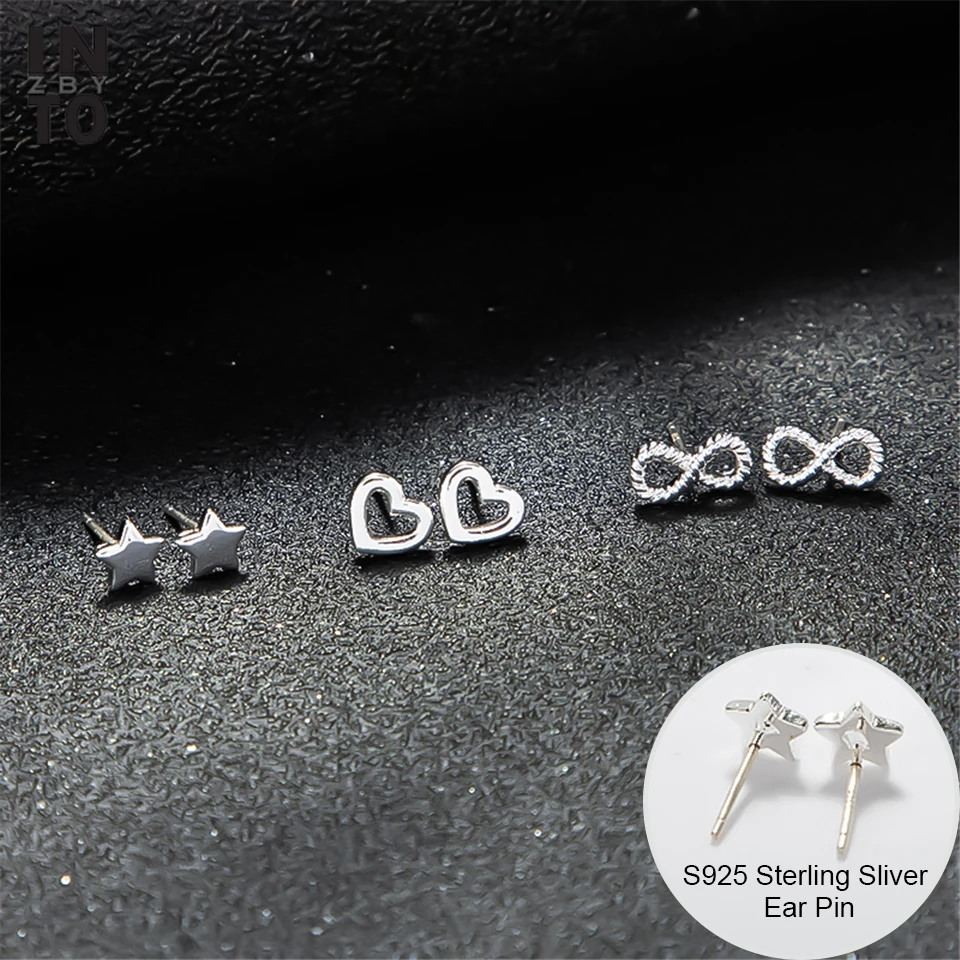 Женские серьги гвоздики серебристого цвета с небольшими неограниченными