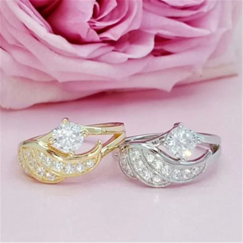 

Ofertas Trendy Shiny White Round Zirconia Crystal Angle Wing Silver Color Ring for Women Jewelry Accessoreies